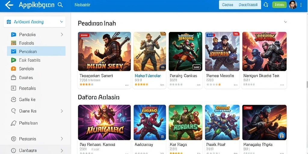 Tampilan grafis yang menarik pada halaman utama permainan.